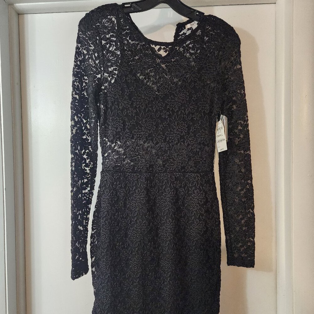 Bar III Black lace cocktail dress.